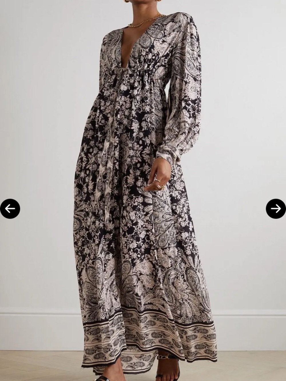 Evarae Ares Black and Cream Paisley Maxi Dress